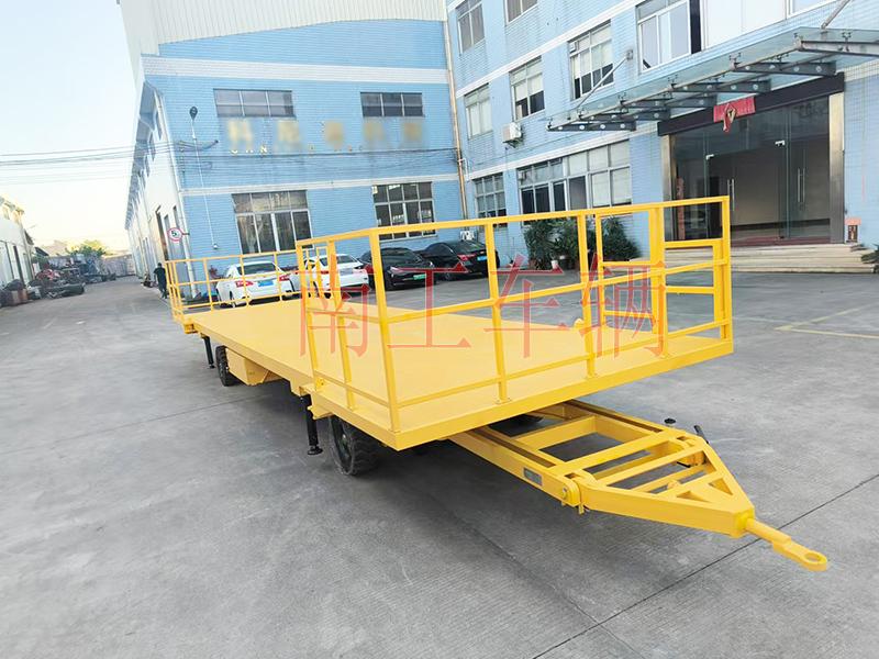 10吨移动拖车底盘 全挂式平板拖车 带护栏