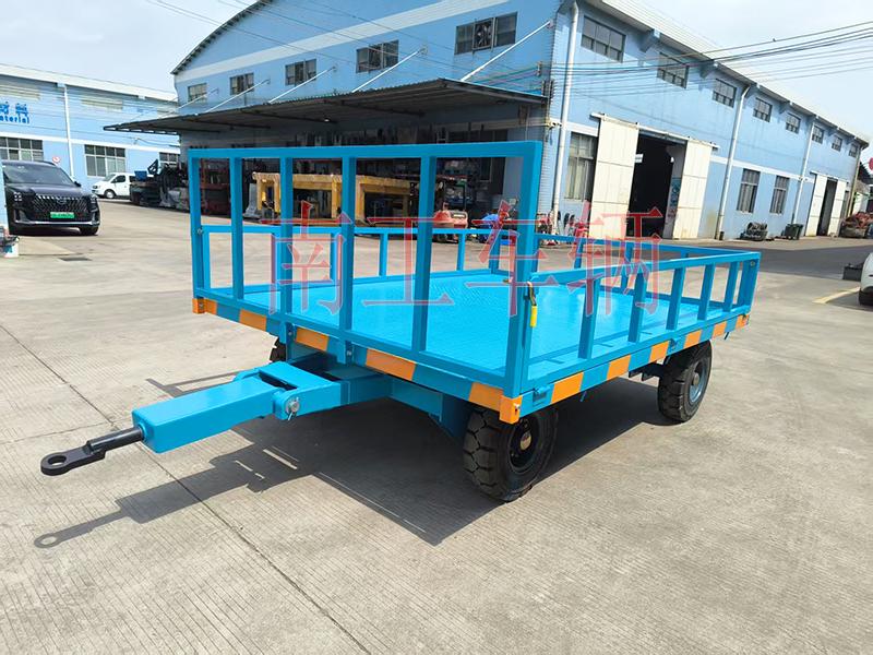 5吨下翻式护栏平板拖车 牵引全挂工具拖车